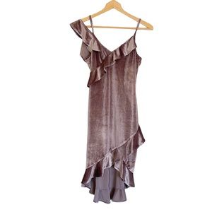 Listicle Velvet Ruffled Y2K One-Shoulder Spaghetti Strap Mini Dress size L